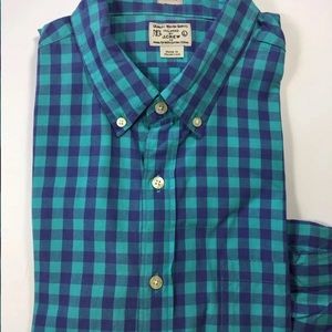 J. Crew Men Long Sleeve Shirt Slim Fit Turquoise Purple Check Large Cotton